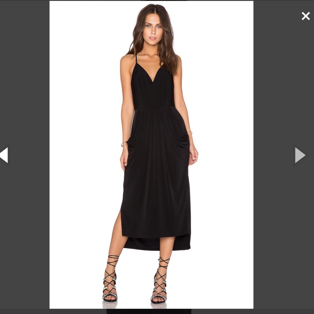 BCBGeneration Black Midi Dress with Spaghetti Straps NWT Size XS
